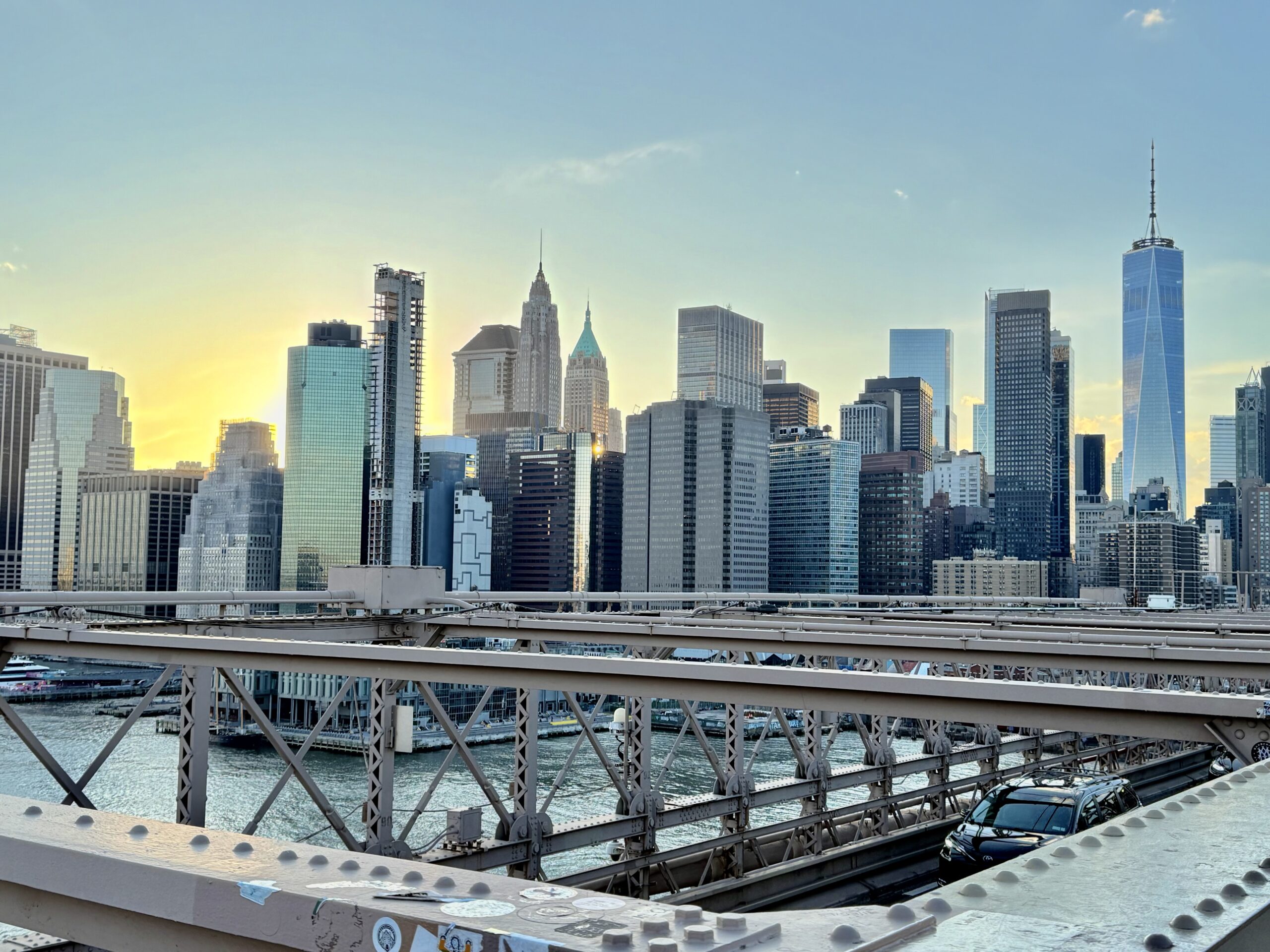 sunset over manhattan skyline