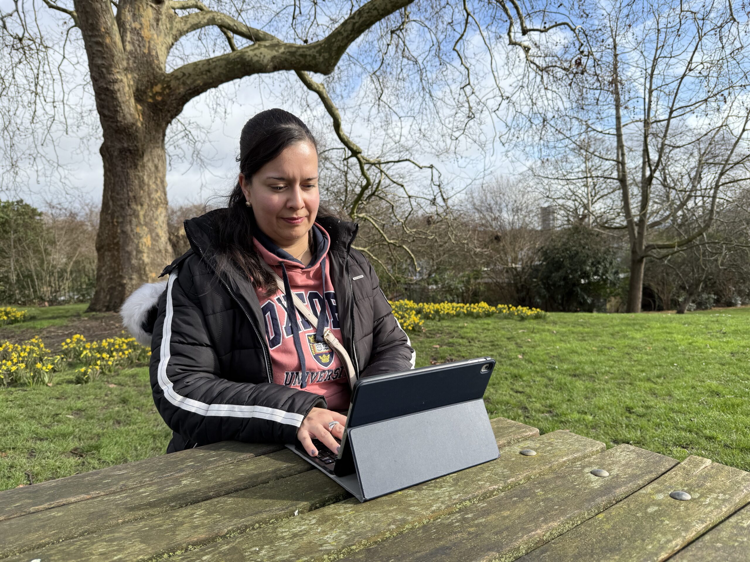 me writing at kensington gardens, london