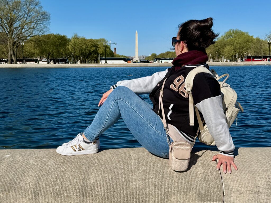 me viewing the washington monument all the way down from capitol hill 