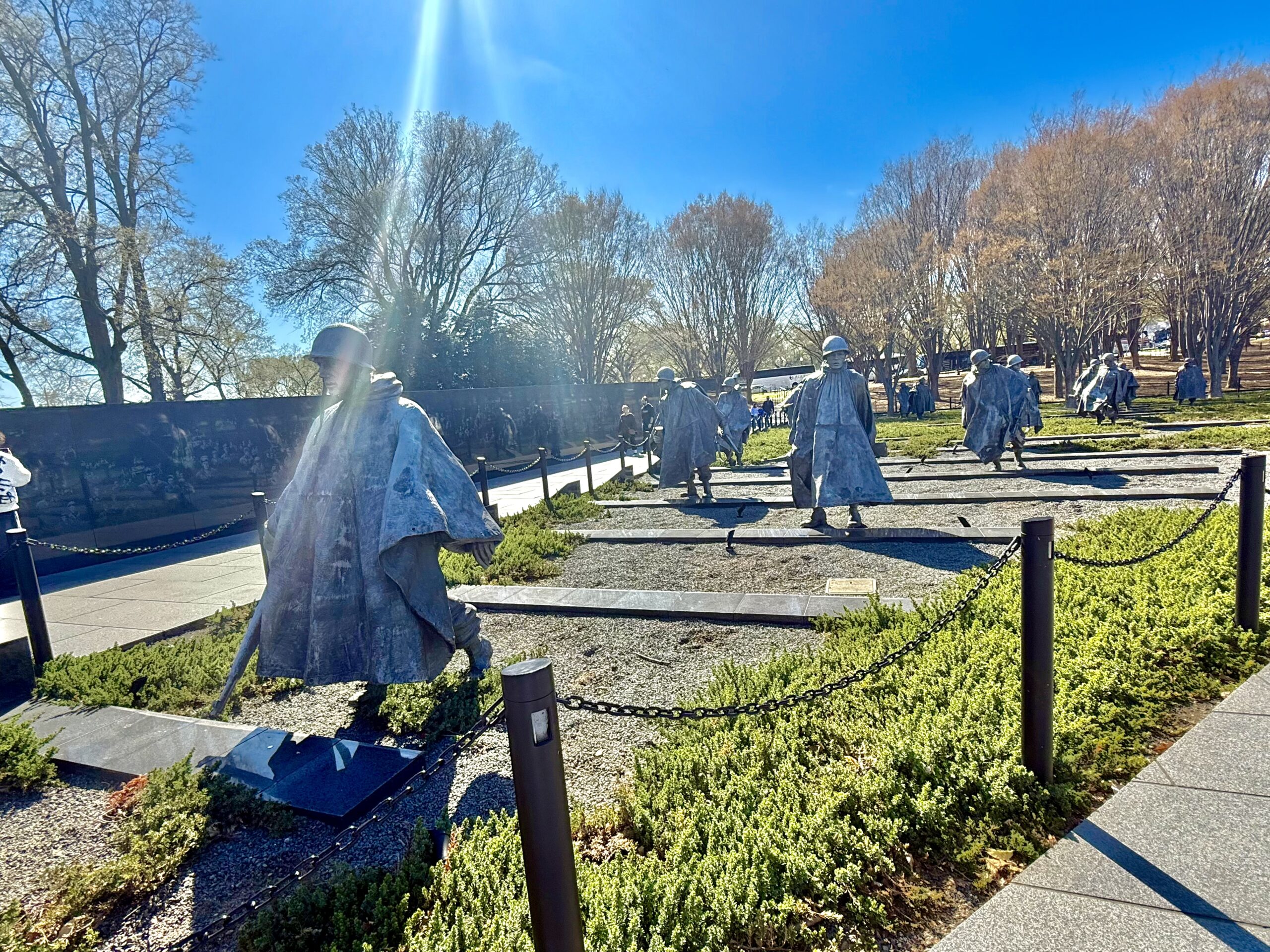 marching army at korean war memorial