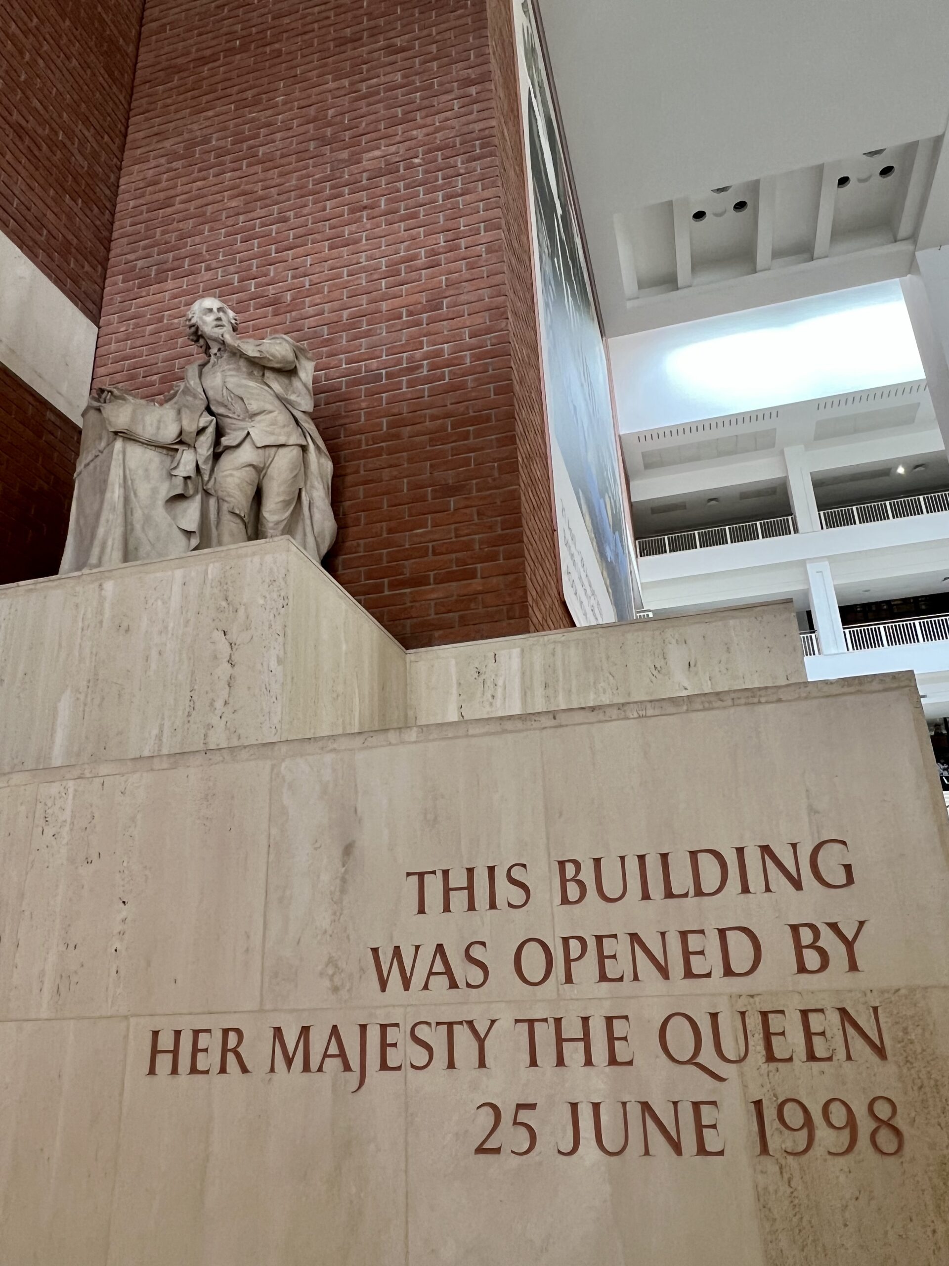 statue inside british library