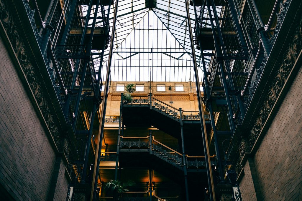 glass ceiling of bradbury building